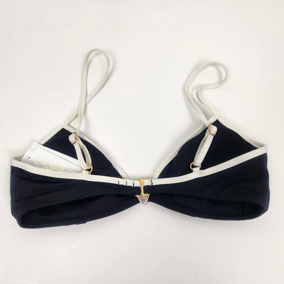 L*Space Helena Bikini Top in Black Cream Size Medium V Wired Front NWT - Picture 3 of 5